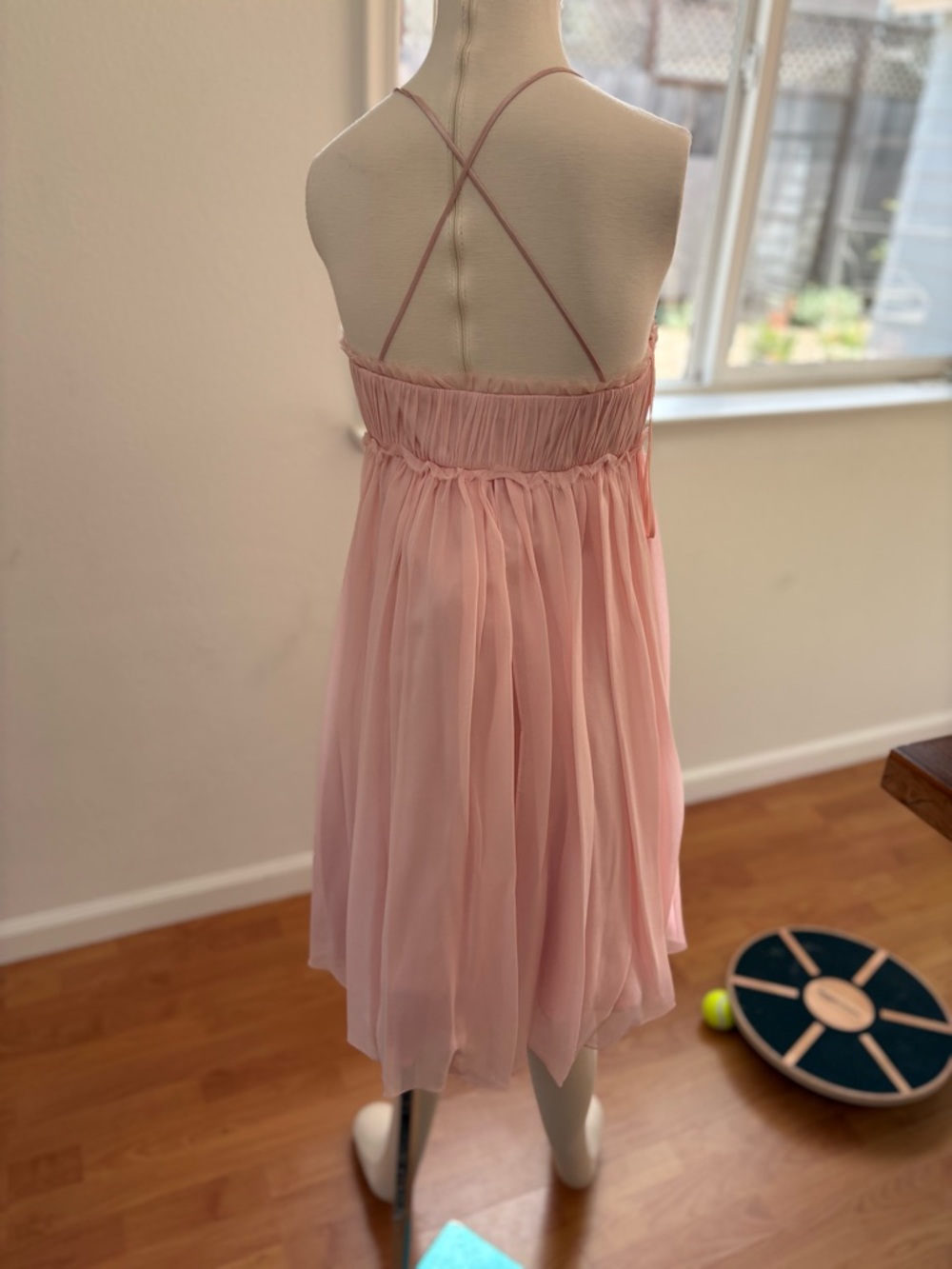 Marc Bouwer Pale Pink Silk Slip Dress with Ruffle Trim - Picture 4 of 5